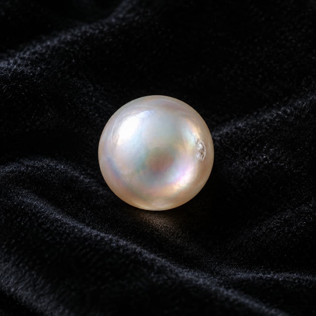 Perfectly round pearl with invisible flaw.
