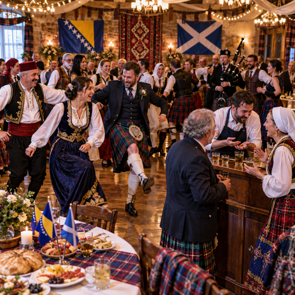 A whimsical blend of Bosnian and Scottish wedding traditions